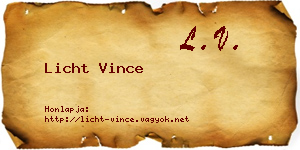 Licht Vince névjegykártya